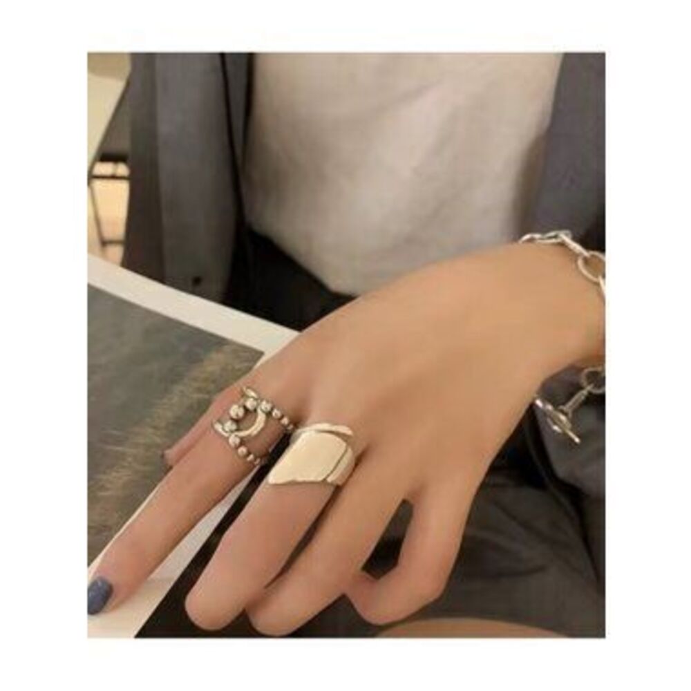 925 Sterling Adjustable? Bead Ball Ring - Picture 2 of 5